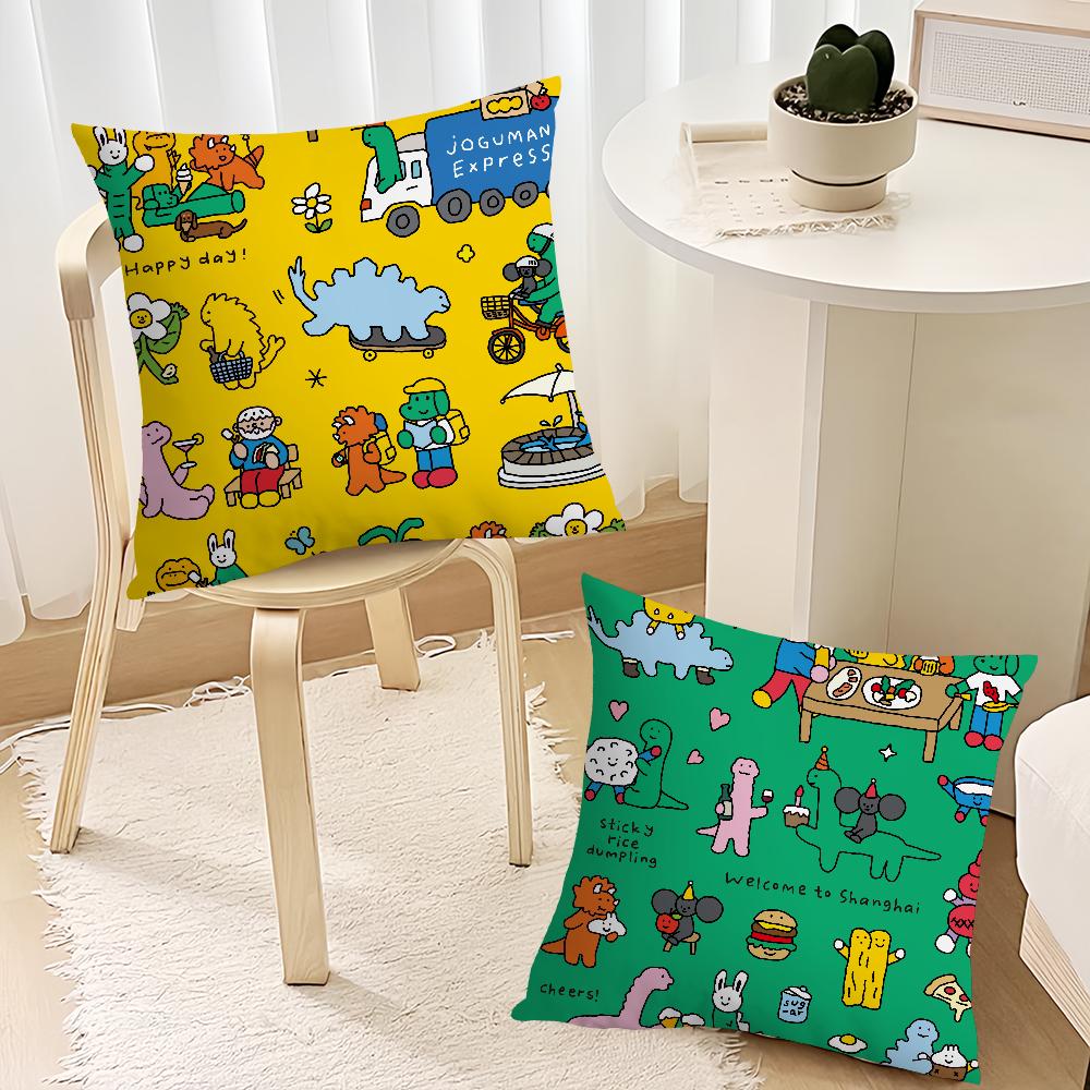 Cartoon Art Joguman Cute Pillow Case Sofa Living Room Bedroom Headboard Backrest Cushion Square Cushion Nap Time