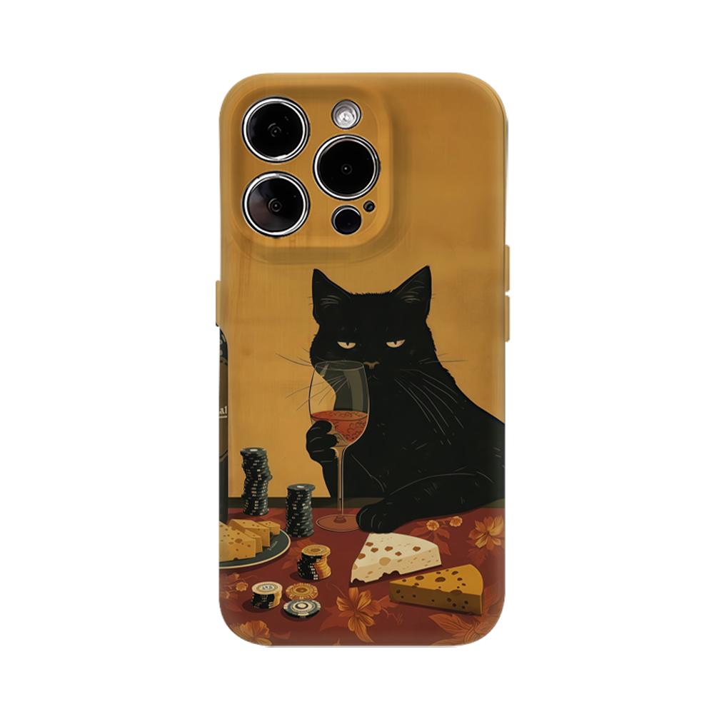 

Чехол для телефона Кот с вином и сыром для IPhone 17AIR 16E 16 15 14 13 12 11 17 Pro Max Plus Двухслойная задняя крышка IPHONE17PRO