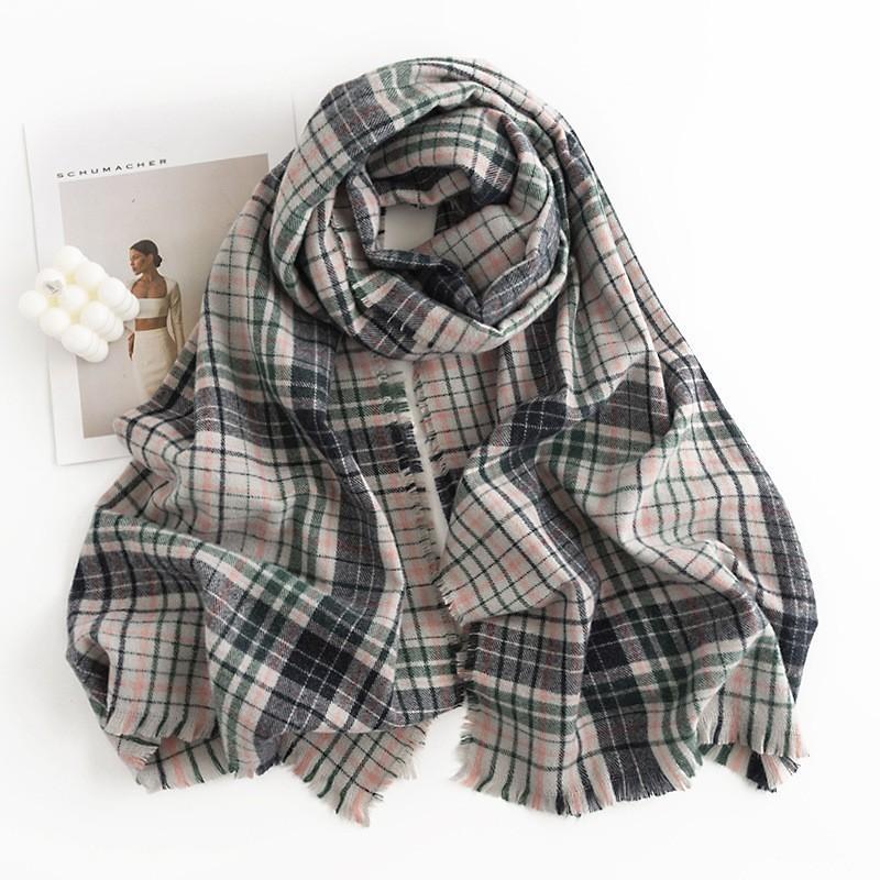 New Korean Imitation Cashmere Scarf High End Versatile Plaid Shawl Couple's Long Winter Warm Scarf