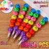 20/50 Pièces Créatif 7 Couleurs Design Rond Gourde Sucré Crayon Dessin Animé Apprentissage Amusant Papeterie Cadeaux Saison de la Remise des Diplômes Rentrée Scolaire