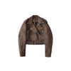 Damen Kurze Wildlederähnliche Moto-Jacke Streetwear Oberbekleidung Mit Reißverschlusskragen Normale Passform