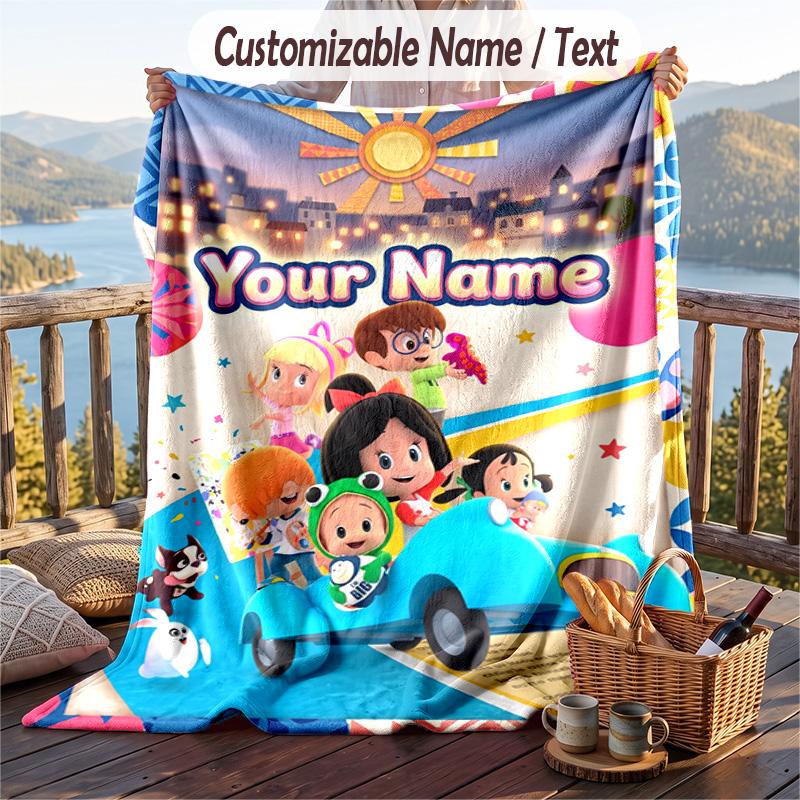 Manta de Franela Cleo & Cuquín, Texto Personalizado con Nombre, Manta Suave y Cálida de Felpa para Regalo