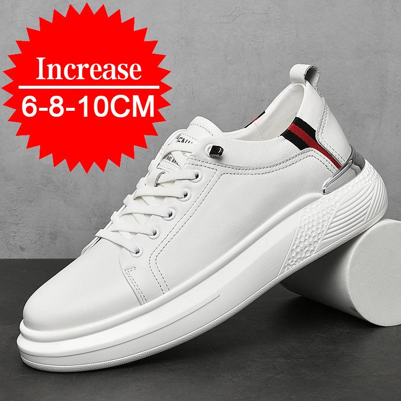 Pantofi sport din piele naturală pentru bărbați, pantofi sport cu ridicare, invizibili, respirabili, cu înălțime de 8/10 cm, adidași casual la modă pentru bărbați 2024