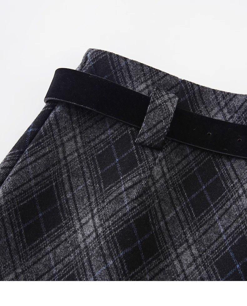 2025 New Retro Plaid Woolen A-line High Waist Petite Skirt - Autumn/Winter Collection