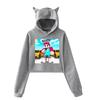 Icrimax Cat Ear Hoodie Women Long Sleeve Cropped Sweatshirts Female Casual Streetwear Crop Tops