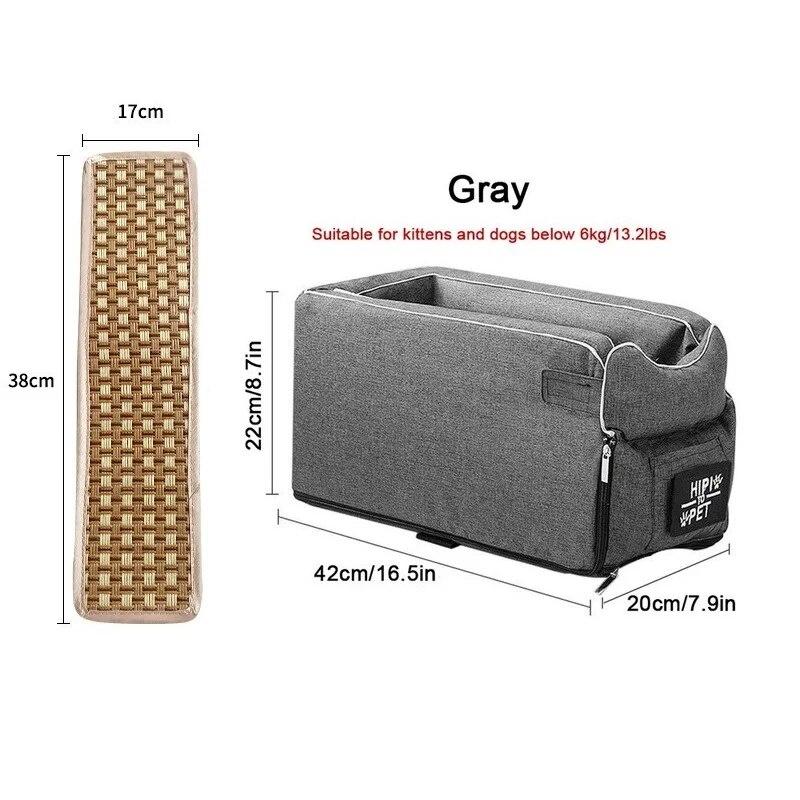 Siège Auto Chien/chat Pour Console Centrale - Jusqu'à 6kg, Housse Imperméable Lavable, Laisse De Sécurité