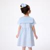 Mädchen Sommerkleid mit Stickerei und Matrosenkragen, gestreift