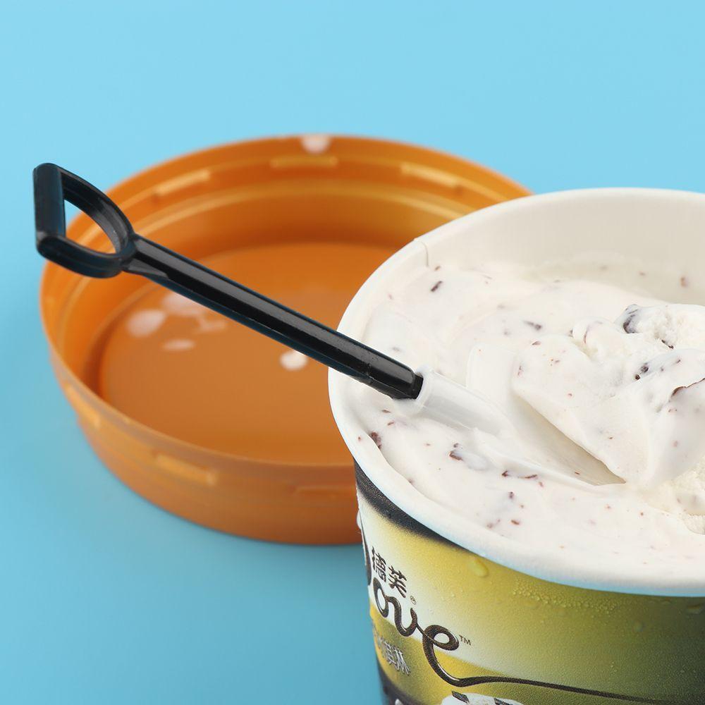 100 Pcs/lot Cute Plastic Party Cutlery Shovel Shape Dessert Stick Ice Cream Spoon Cake Scoop