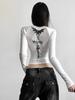 Camisetas góticas com estampa grunge Y2K, vintage, femininas, gola redonda, manga comprida, casual, crop tops, femininas, coreanas, design de moda, camisetas elegantes, novas