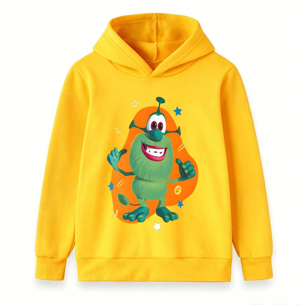 Kids Boys Girls Hoodie Sweatshirt, Cute 3D Cartoon Green Alien Print Long Sleeve Casual Pullover Hooded Top for Toddlers School Daily Wear