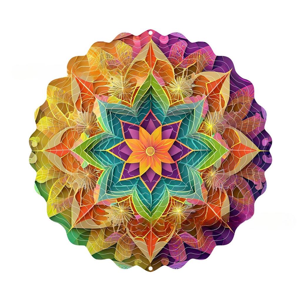 Mandala Wind Spinners for Yard and Garden 3D Steel Hanging Spinner for Outdoor Indoor 360 Degree Swivel Spinner