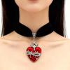 Gothic Winged Skull Heart Pendant Velvet Choker Necklace