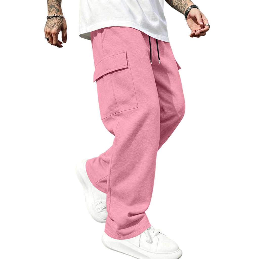 Men's Loose Fit Cargo Sweatpants with Elastic Waist Straight Leg Casual Athletic Pants
