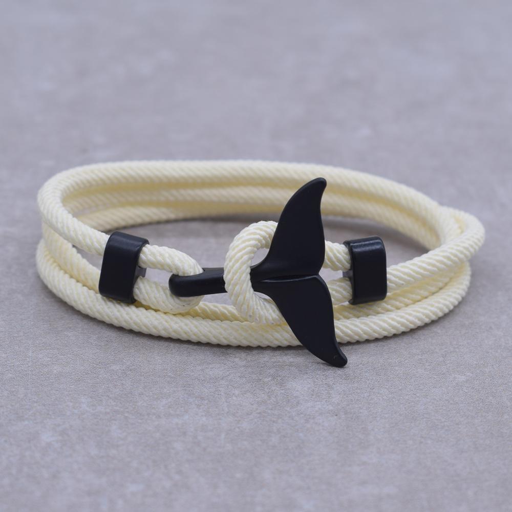 

Anchor Style Jewelry Ocean Silver color Whale Tail Charm Bracelet 2-3 laps Adjustable Rope Bracelets for Men Women Gifts