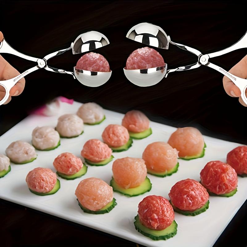 2Pcs Stainless Steel Meatball Maker, Kitchen Tool for Scooping Forming, Non-Stick Meatball Cutter Easy Clean Dishwasher Safe