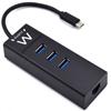 Ewent Ewent USB Hub 3 Ports - USB 3-1 Gen1 - RJ45 Port - Black