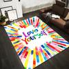 Colorful "Love Yourself" Inspirational Carpet with Multicolor Stripes Design Suitable for Use As an Anti-slip for Living Room Bedroom Sofas