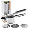 Potato Ricer, Stainless Steel Potato Ricer Fruit and Vegetables Masher Food Ricer Large Capacity with 3 Interchangble Discs Inner Cup