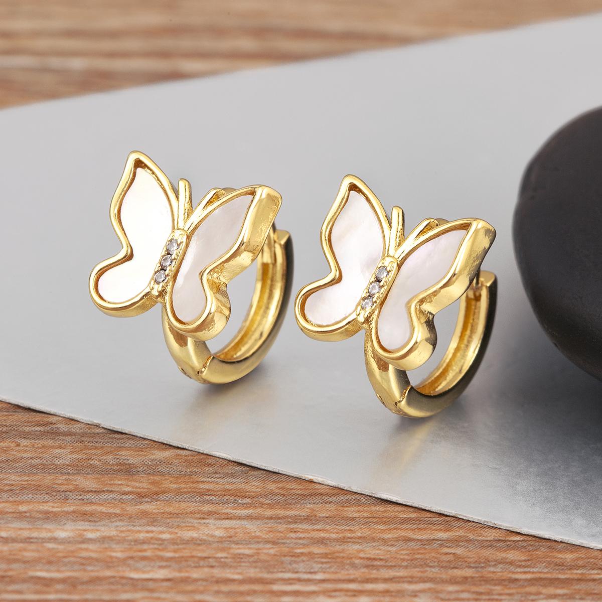 

Nidin New Arrival Romantic Butterfly/Star/Square Shape Lucky Charms Stud Earrings For Women Shine Zircon Fine Ear Jewelry Gift