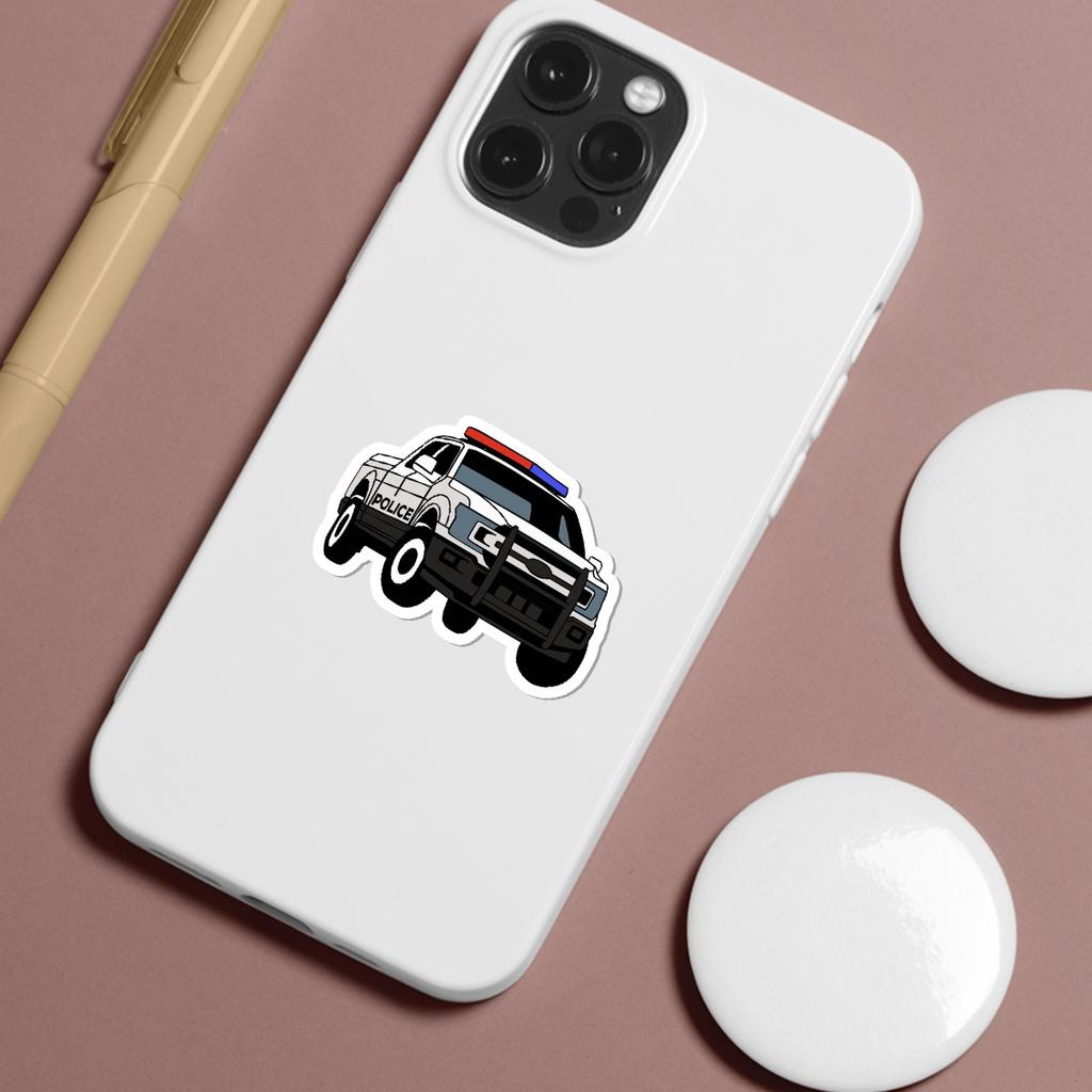 50 Cartoon Police Car Doodle Stickers Suitcase Car Laptop Skateboard Mobile Phone Waterproof Decorative Stickers