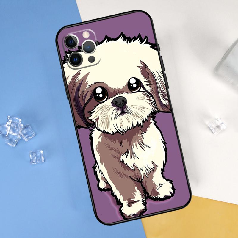 Cartoon Shih Tzu Dog Phone Case For iPhone 16 Pro Max 13 12 Mini 11 14 15 Pro Max XR 16 15 Plus 16e Cover Shell