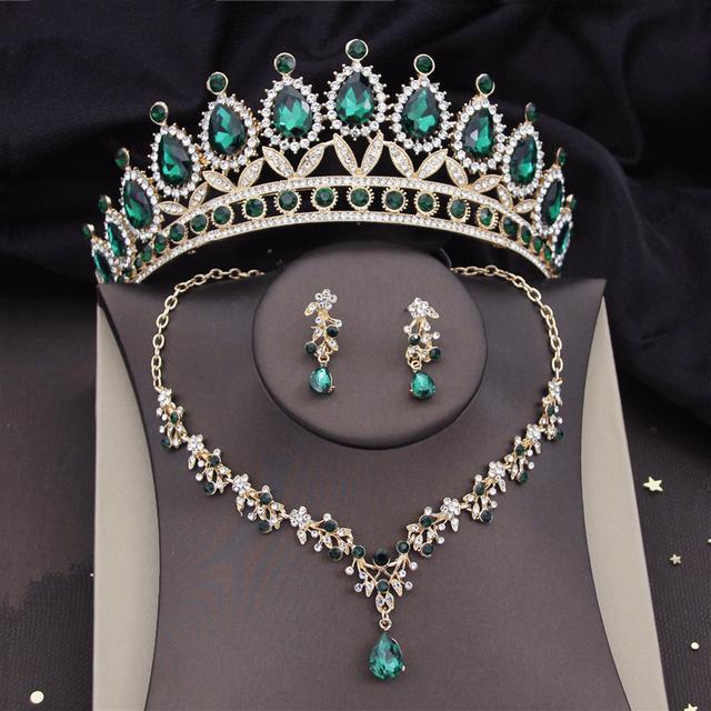 Luxusní křišťálové svatební sady šperků Dámská tiára Korunka Náušnice Choker Náhrdelník Ples Svatební šaty Svatební šperky Doplňky