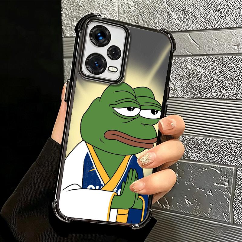 Funny Sad Forg P-Pepe Meme Plating Phone Case For Xiaomi Redmi Note 14 15 Pro Plus 13 12 11 11S 11T 10 9S 9 5G Anti-Fall Airabag