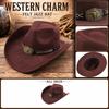 Fedora Hat with Rope Bull Decoration for Party Western Costume
