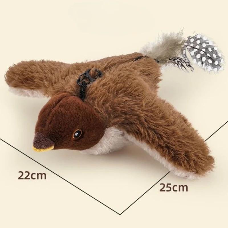Hot Cat Interactive Toy Electric Pat Bird with Catnip Touch-Activated Squeaky Plush Toy for Dogs and Cats USB Rechargeable