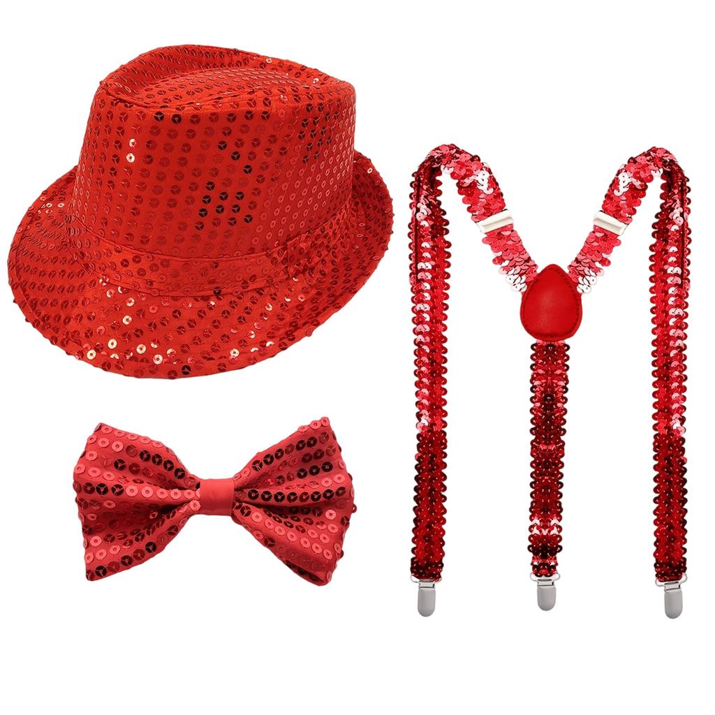 Performance Props: Sequined Hat, Tie, Gloves, Suspenders, Men's Suit