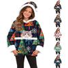 Children's Casual Christmas Tree Print Hooded Top with Large Pet Pocket for Everyday Wear