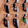 Flower Earrings Alloy Pearl Drop Jewelry For Women With Fruit Design For Casual Wear