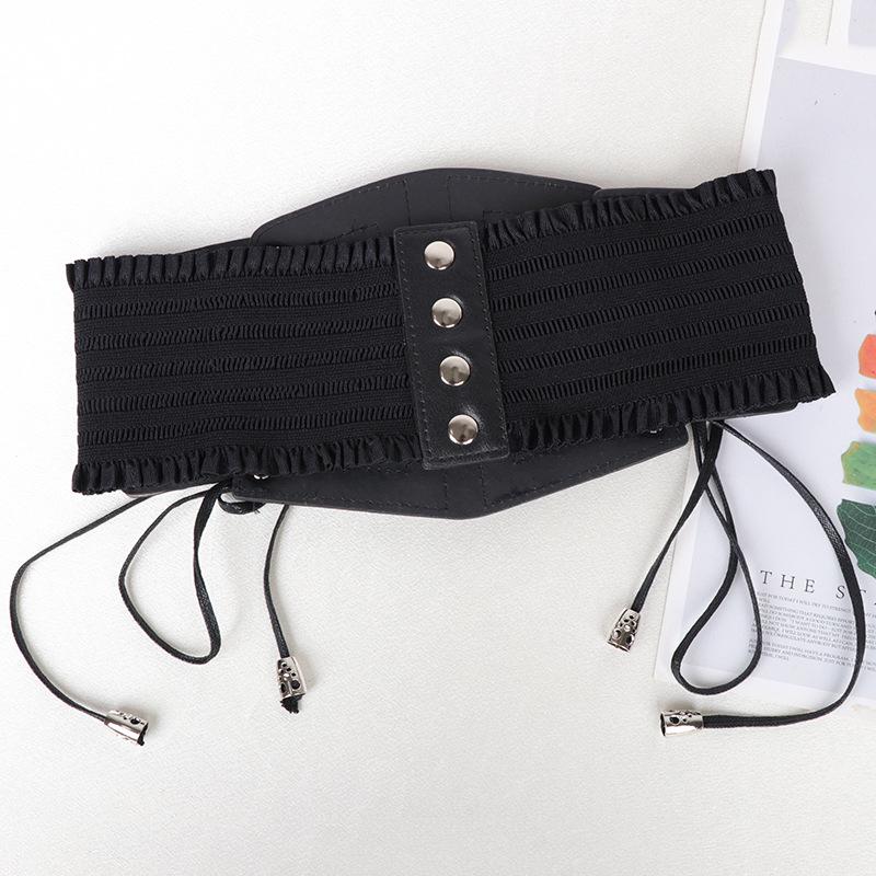 Ceinture Cinch Haut de Gamme Noire Élastique pour Femme avec Accessoires de Mode pour Vêtements d'Extérieur et Trench-Coats