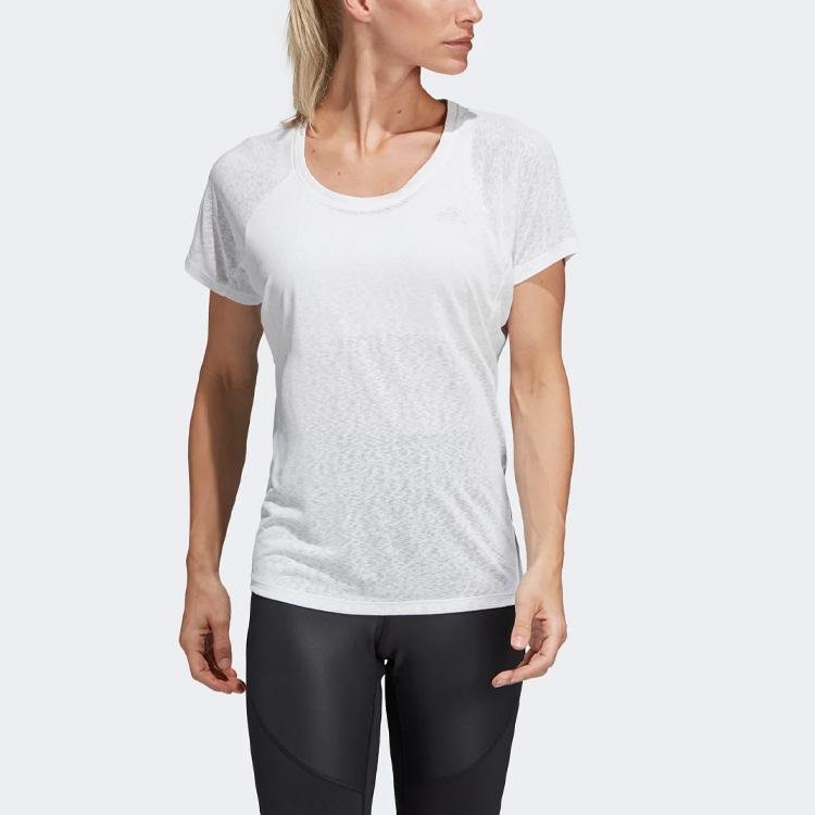 Adidas Casual Sports Running Backless Round Neck Short Sleeve T-Shirt Women Tops White DQ3142