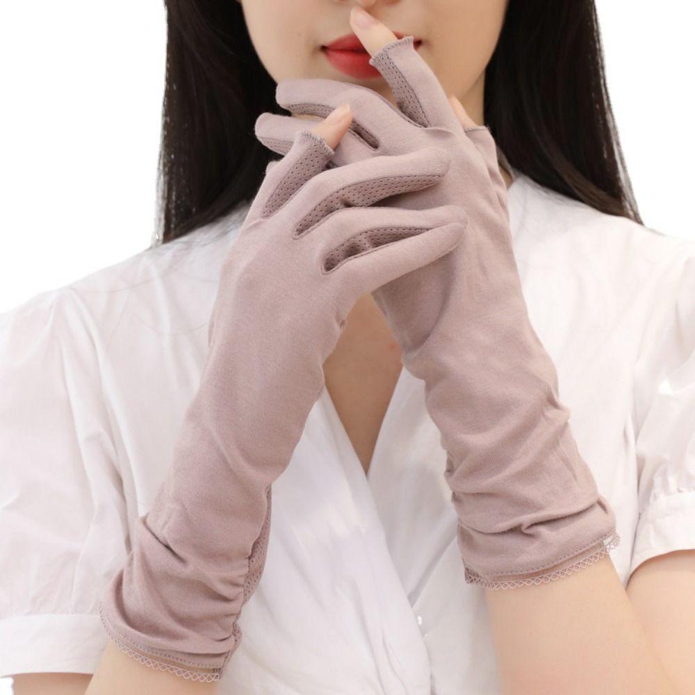 Lengthen Women Sunscreen Gloves Anti-UV Summer Driving Mittens Sun Protection Riding Gloves Girl