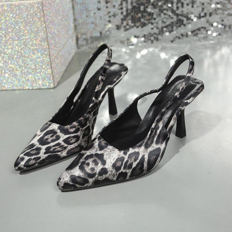 Fashion 2025 Spring New Women's Thin High Heels Sandals Summer New Single Band Pumps Woman PU Leather Slip on Sandalias Mujer