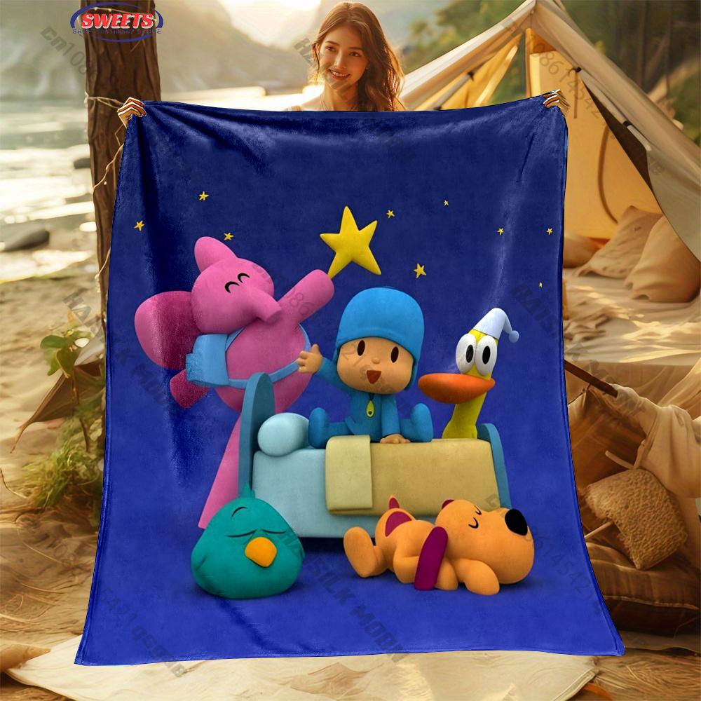 Cute P0c0y0 Theme Print Blanket Warm Soft and Comfortable Home Travel Blanket Sofa Bedding Cover Blankets Gift for Boys Girls