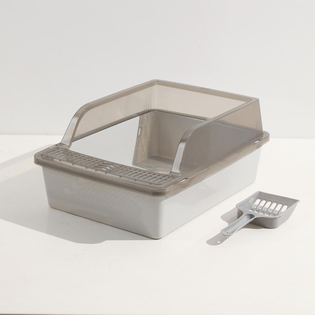 Kätzchen und Kätzchen spezielle Katzentoilette halboffene Katzentoilette halbtransparente quadratische Katzenstreu Katzenscheißebecken Katzenzubehör