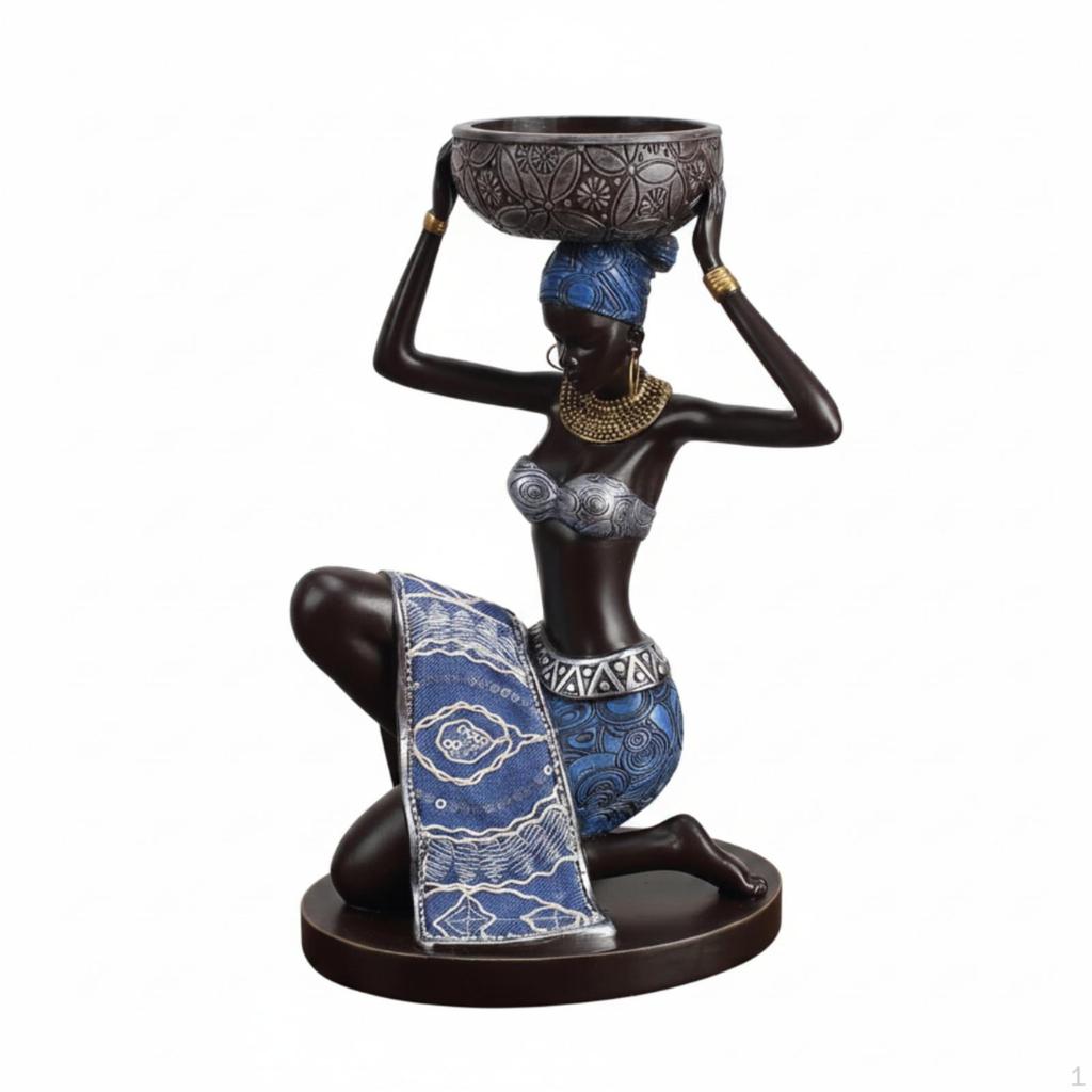 African Lady Figurine Candle Holder Afrocentric Woman EthnicInfluenced