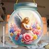 1pcs Popular Flower Fairy Angel Wall Art Hanging Home Decoration Plaque Garden Mason Jar, Colored Glass Style Sunshine Catcher, Acrylic Sign