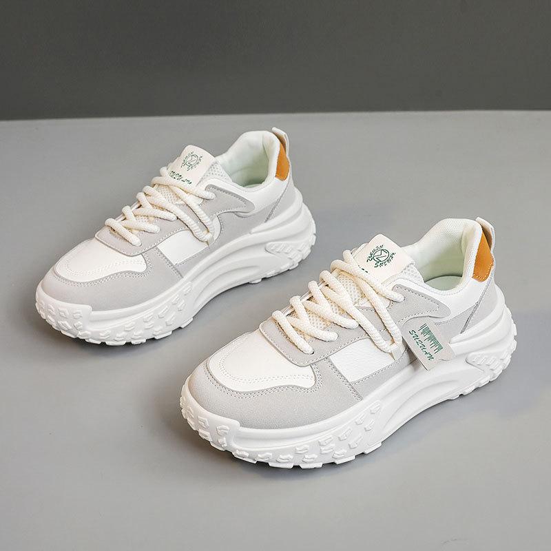 

K6716 новая простая женская обувь 2025 лето корейская версия дышащая на толстой подошве увеличивающая рост спортивная и повседневная обувь кеды студенческая 40