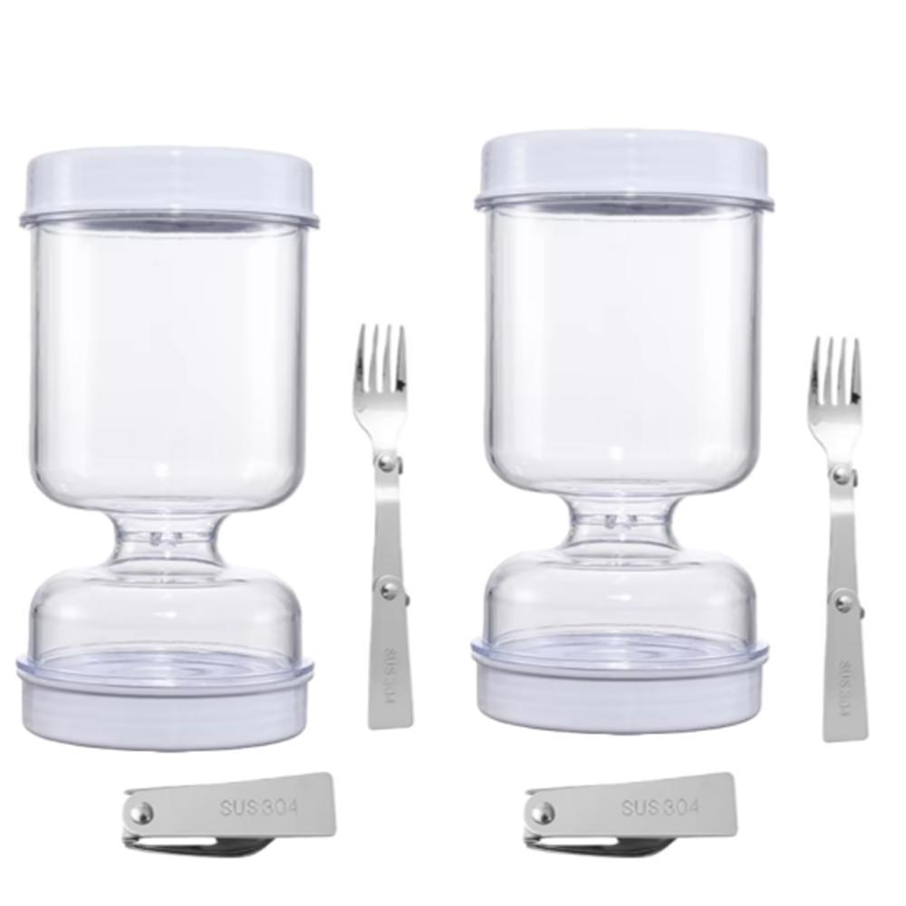 1/2set Pickles Jar With Forks Dry and Wet Dispenser Pickle Olives Hourglass Jar Cucumber Container for Kitchen Juice Separator