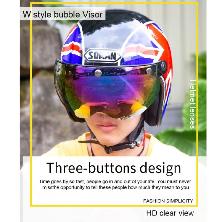 Universal 3-Snap Motorbike Helmet Visor Front Flip Up Wind Shield Len Sunglasses