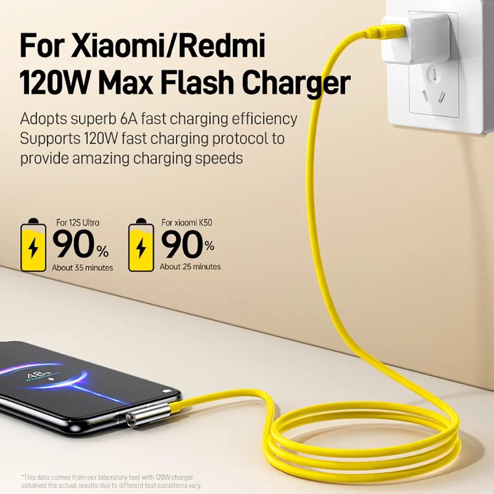 6A Type C Elbow Data Cable 120W Super Fast Charging 90° Degree For Xiaomi 15 14 Ultra Redmi Quick Charge Line Phone Accessories