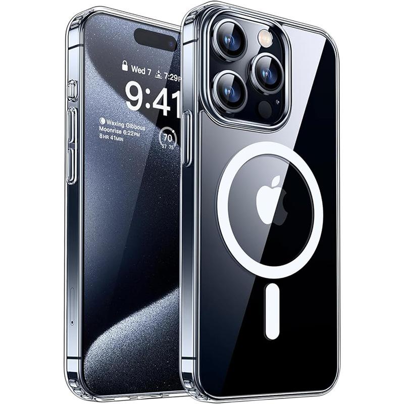 

Подходит для iPhone 16 Прозрачный Магнитный Защитный Чехол 15 Полное Покрытие Противоударный 13 Жесткий Чехол IP 15Plus
