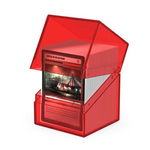 Ultimate Guard Boulder 100+ Clear Deck Case, Ruby, for 100 Double-Sleeved TCG Cards, Secure and Durable Storage for Trading Card Games