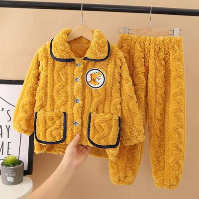 Kinder-Winter-Korallen-Fleece-Nachtwäsche mit Flanell-Pyjama-Set, verdickte Jungen- und Mädchen-Hauskleidung