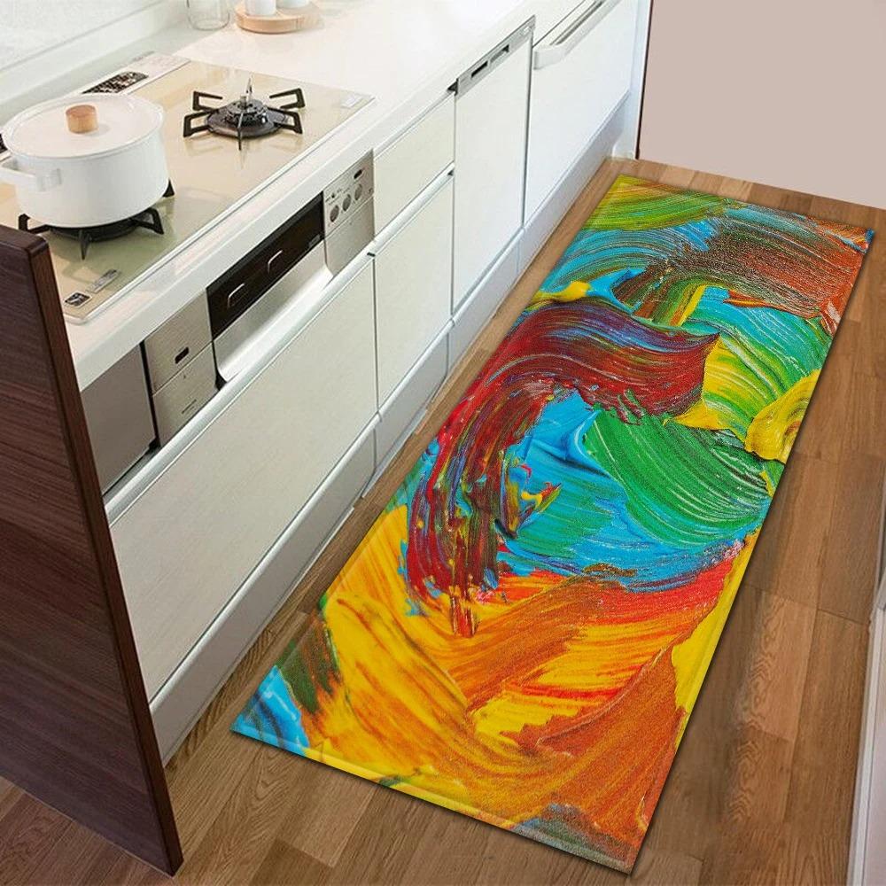 Oil Painting Graffiti Pattern Home Kitchen Floor Mat Door Front Decoration Floor Mat