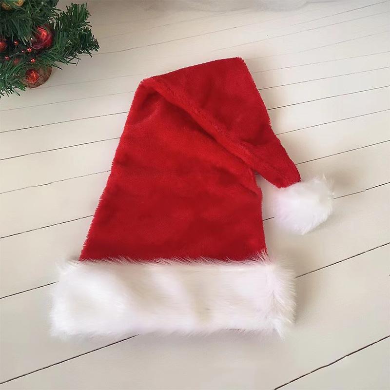 New Year 2025 75Cm White Fur Adult Christmas Hat Party High Quality Fur Xmas Cap Children Adult Plush Home Party Decoration