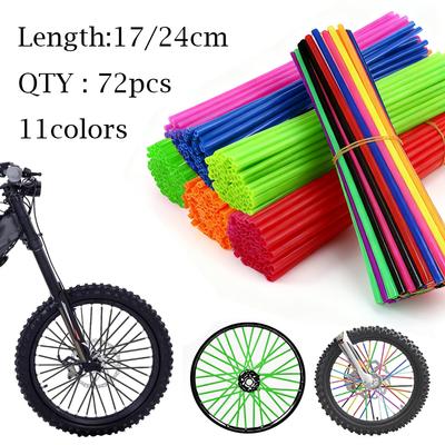 72pcs Bicycle Wheel Spoked Protector Wraps 17/24cm Wheel Rim Spoke Wrap Kit for Motorcycle Bike Color Rims Skin Trim Covers Pipe